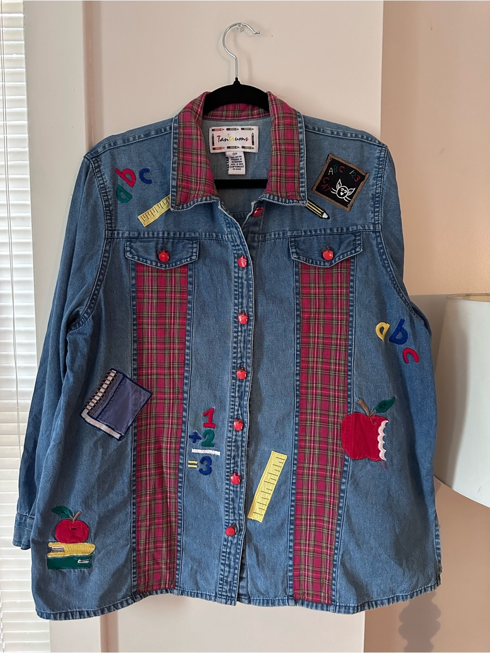 Vintage 90s Tantrums Novelty Teacher Denim Button Down 0X